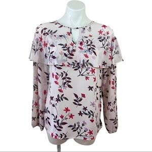 🌻Lauren Conrad Pink Sheer Top Blouse Long Sleeve